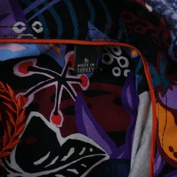 Au Noir Dress Shirt Men's Size 5 Blue Print Contrast Trim Stretch Button Down - Picture 15 of 16